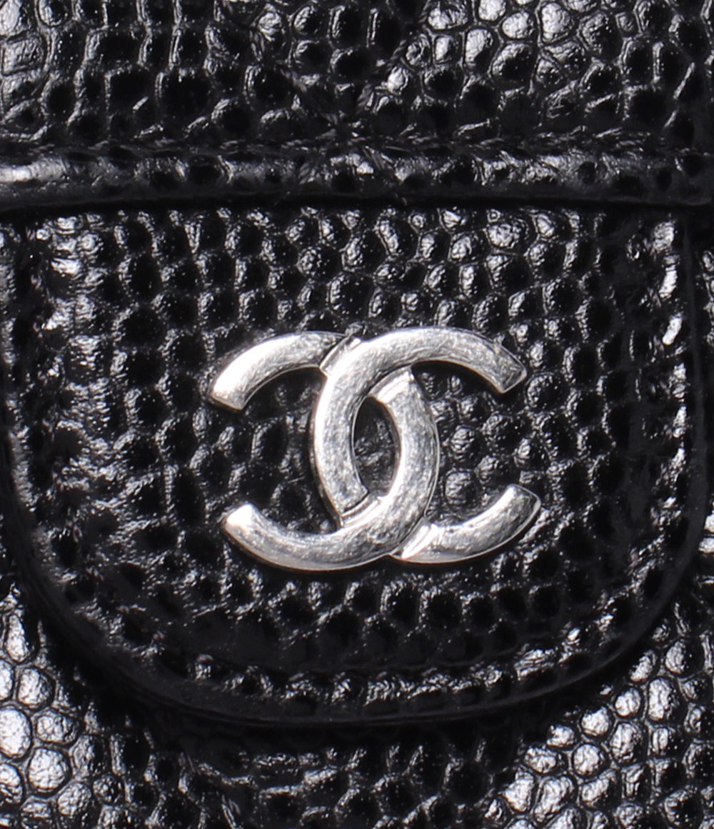 CHANEL 三つ折り財布 シルバー金具 ランダム番台 クラシックスモールフラップウォレット キャビアスキン AP0231 レディース シャネル