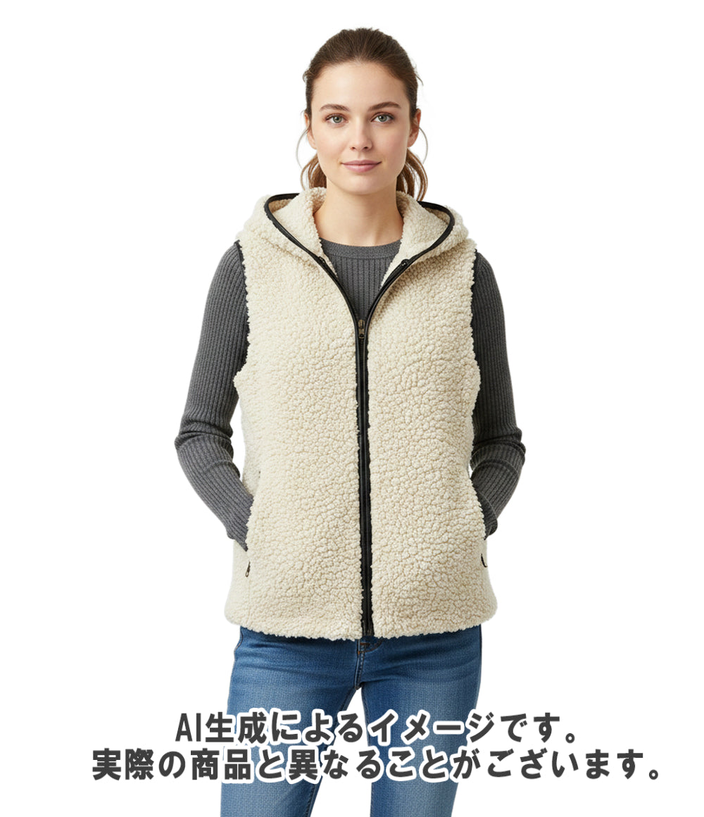 three dots プードルボアフーディーベスト レディース SIZE S スリードッツ