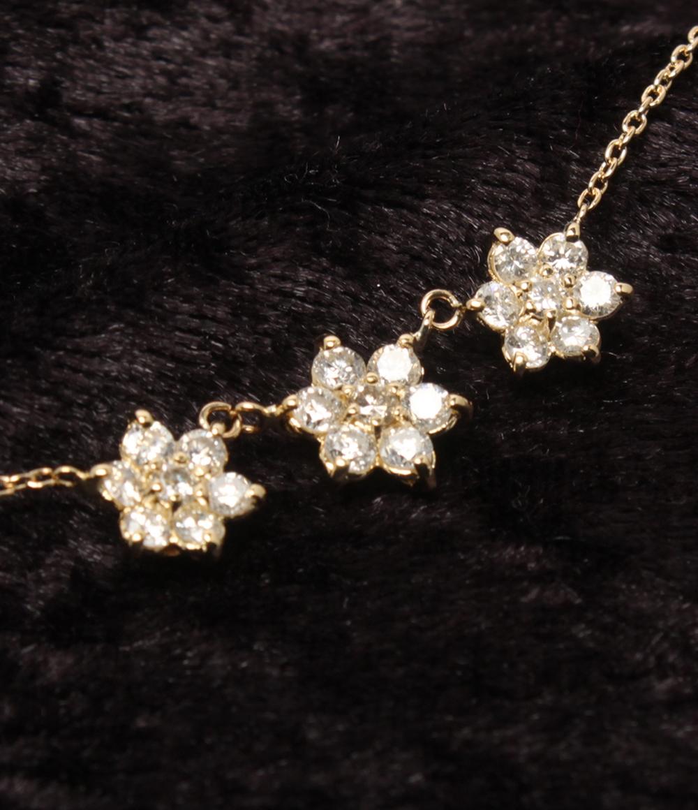 美品 ネックレス K18 ダイヤ フラワーモチーフ レディース