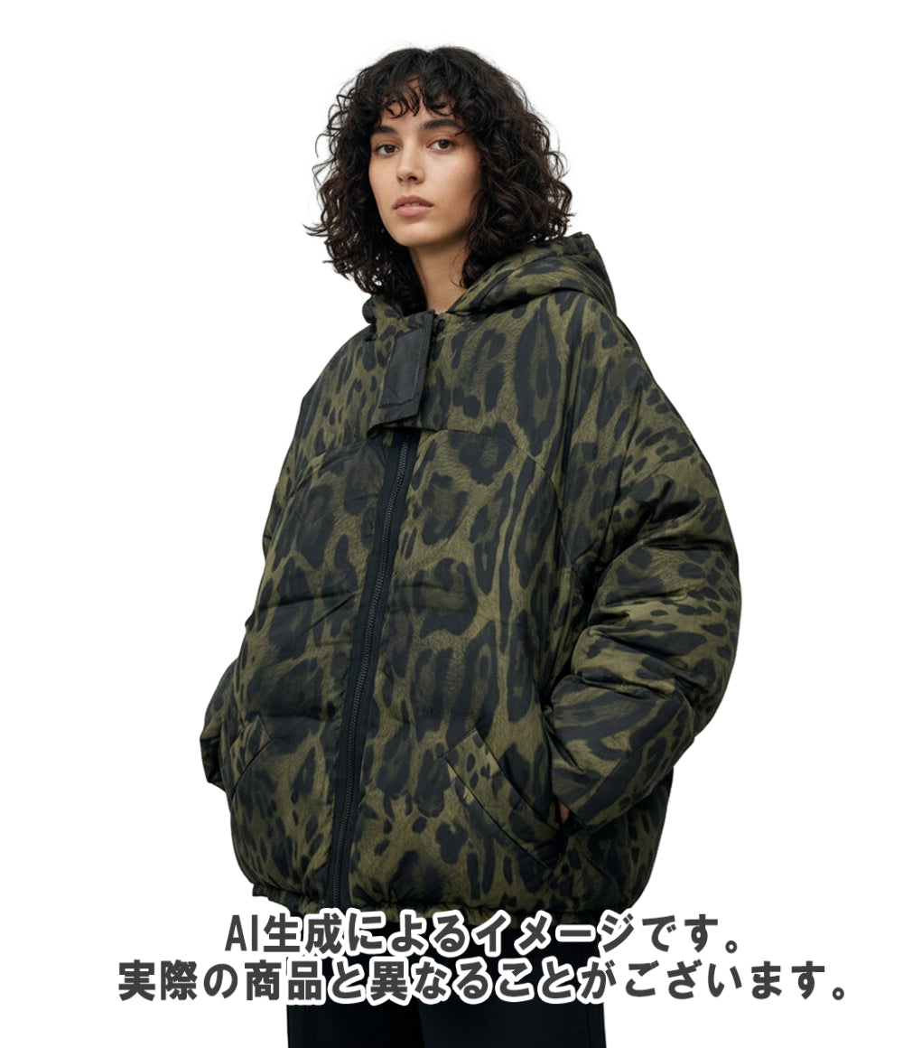 Moncler Gamme Rouge ダウンジャケット レオパード柄 フード付き ジップ ODILE レディース SIZE 0 (XS) モンクレールガムルージュ