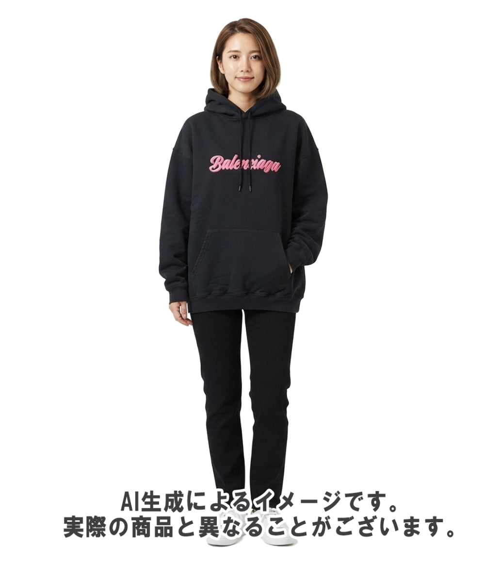BALENCIAGA バービーロゴプリント プルオーバーパーカー 裏起毛 583215 TFV60 8465 レディース メンズ SIZE L バレンシアガ