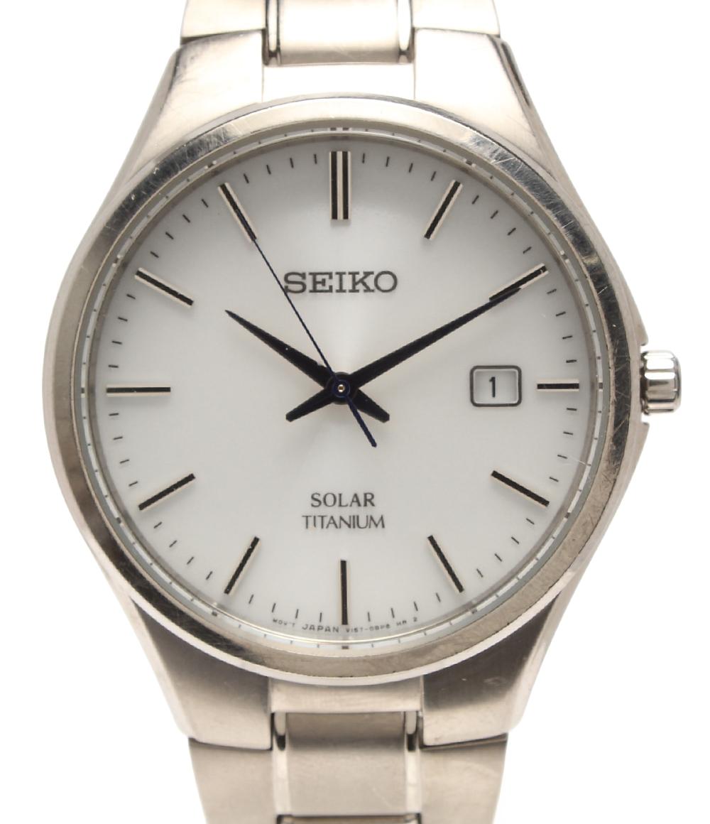 SEIKO 腕時計 ソーラー ホワイト V157-0BB0 メンズ セイコー – Rehello