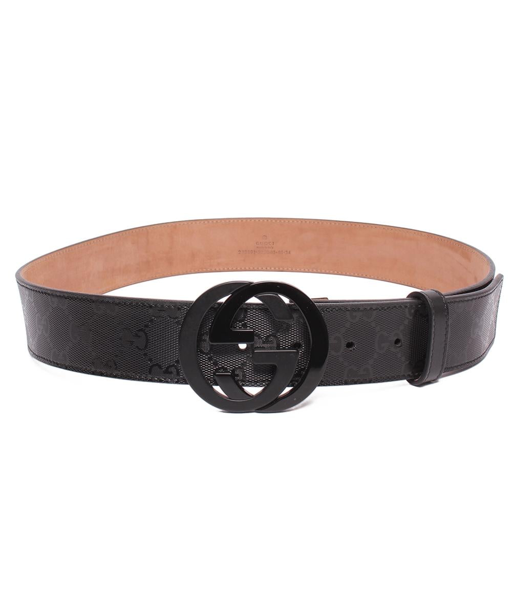 【お値下げ】GUCCI グッチ インターロッキングGバックルベルト インターロッキングG バックル付き ベルト ・ブラック レザー | GUCCI公式