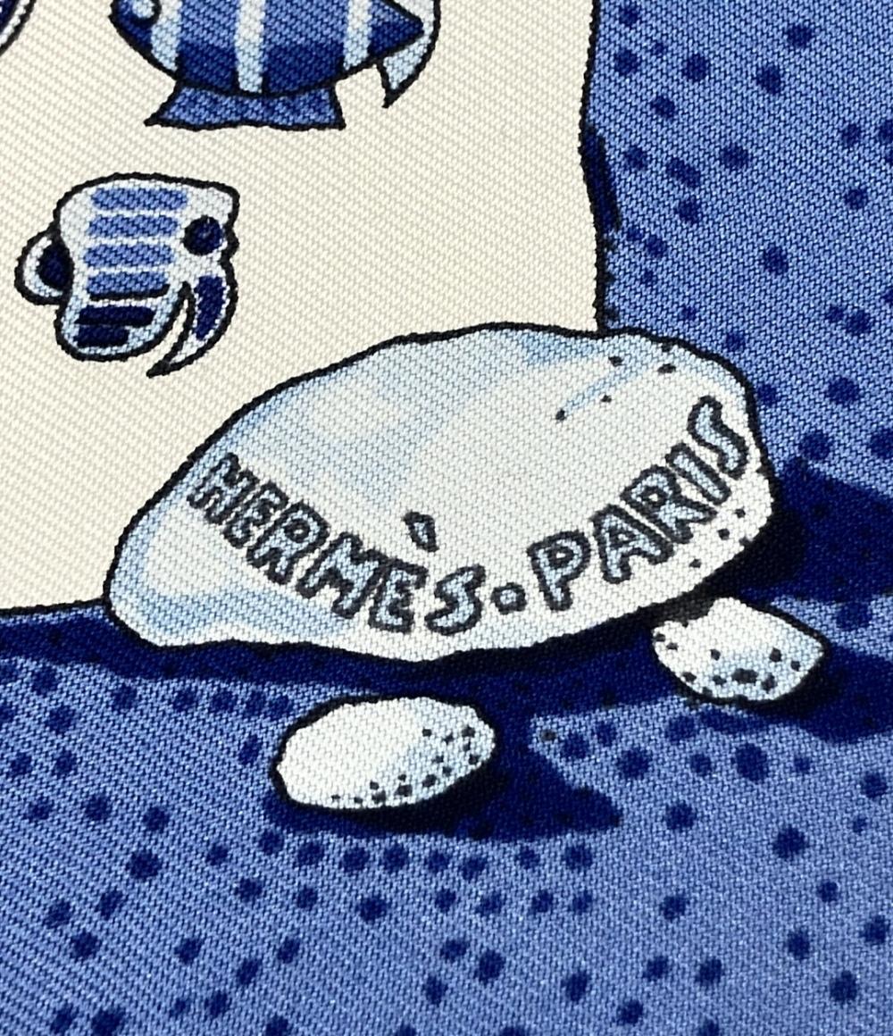 HERMES スカーフ シルク100% カレ45 プチカレ 魚柄 レディース エルメス