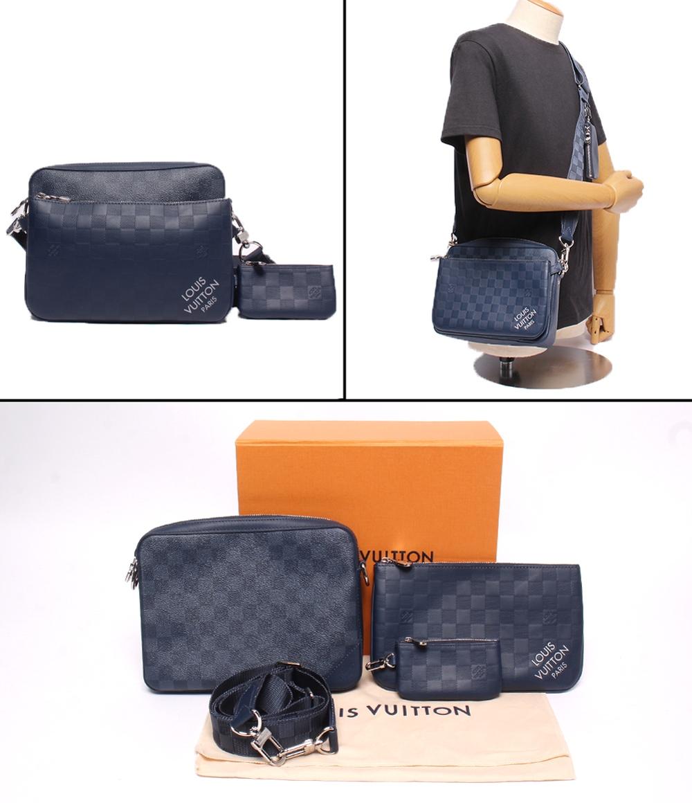 美品 Louis Vuitton ショルダーバッグ メッセンジャーバッグ 斜め掛け ダミエ アンフィニ トリオ メッセンジャー ダミエ グラフィット N40438 メンズ