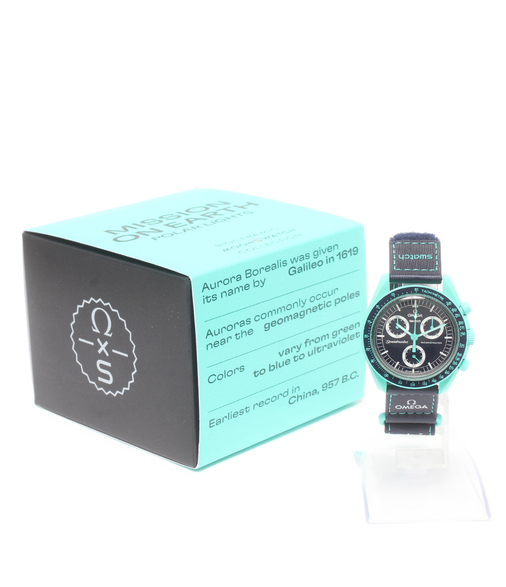 美品 OMEGA Swatch 腕時計 MISSION OF EARTH POLAR LIGHTS ムーンスウォッチ クオーツ レディース メンズ オメガ スウォッチ