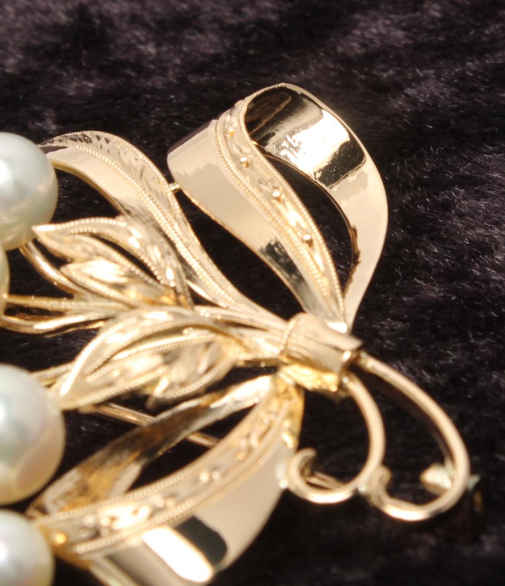 美品 ブローチ K18 パール 5.0-8.5mm レディース