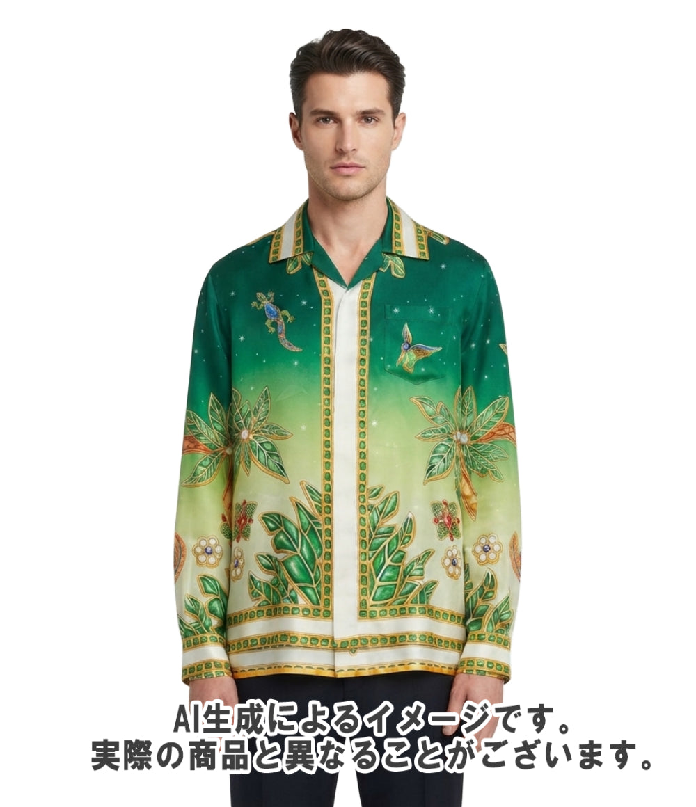 Casablanca 長袖 ジョワイユ・ダフリーク シルクシャツ メンズ SIZE M カサブランカ