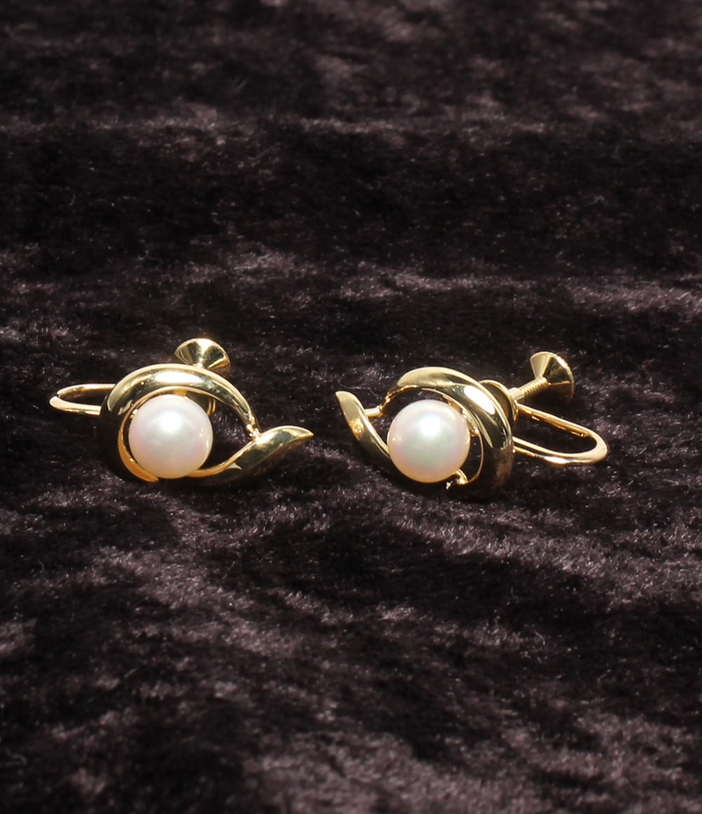 美品 MIKIMOTO イヤリング K18 パール 6.5mm レディース ミキモト