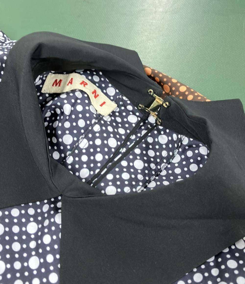 美品 マルニ シルクドット柄バルーンスリーブ七分袖ロングワンピース レディース SIZE 40 (M) MARNI