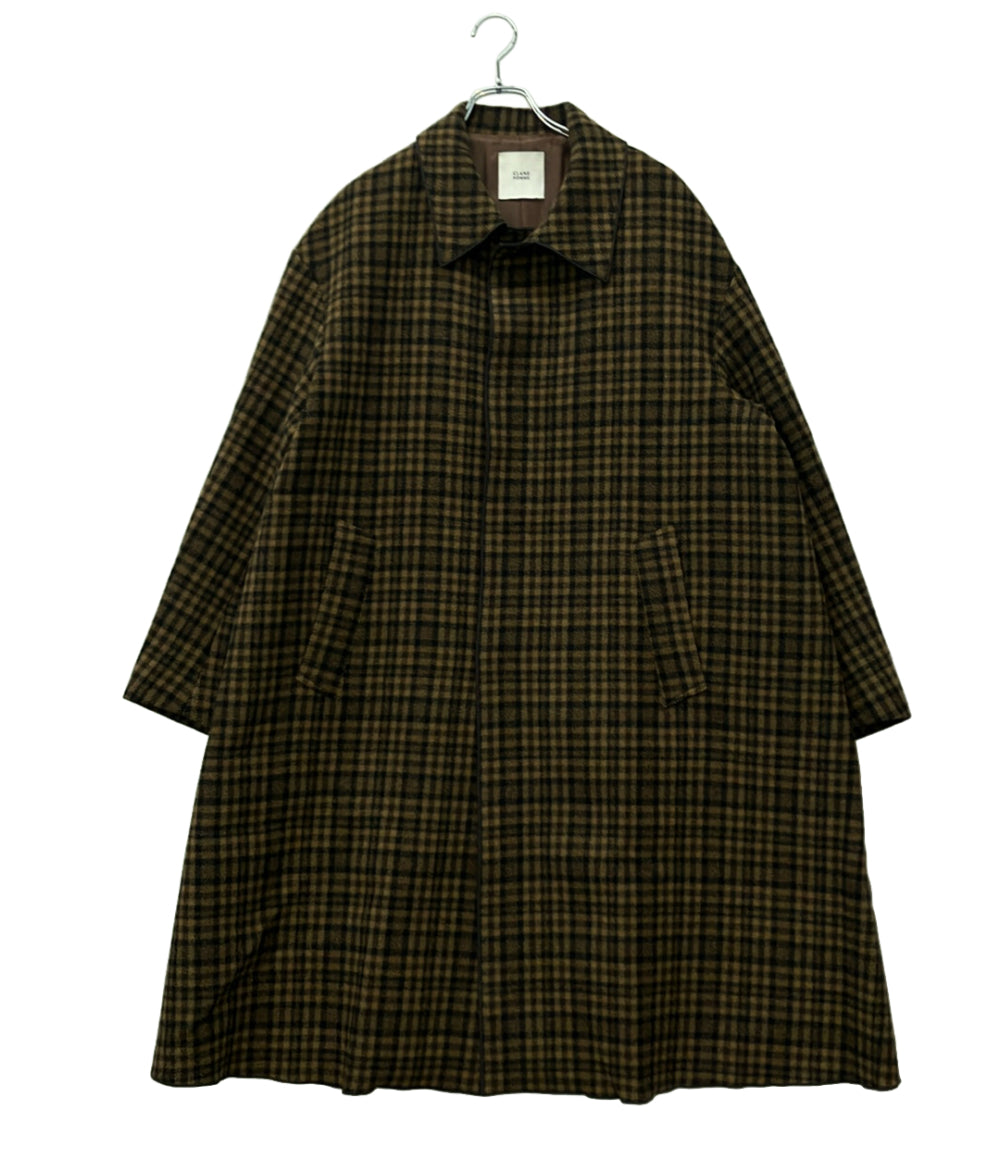 クラネ チェスターコート スナップボタン チェック柄 スタンドフォールカラービッグシルエットコート 27101-0051 メンズ SIZE 2 (M) CLANE CLANE チェスターコート スナップボタン チェック柄 スタンドフォール
