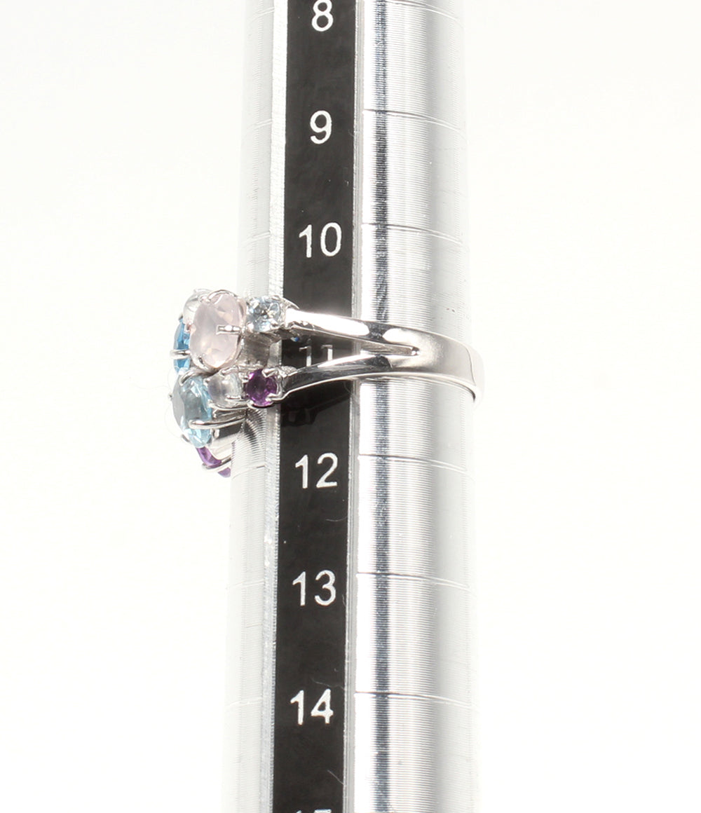 美品 リング 指輪 K14 ブルートパーズ アメジスト 3.14ct レディース SIZE 11号