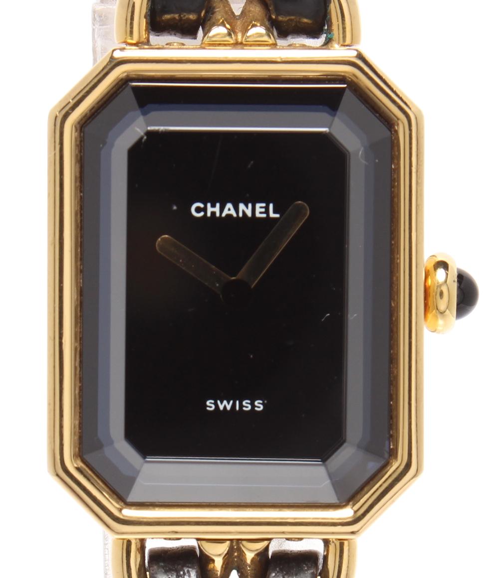 CHANEL 腕時計 プルミエール M クオーツ ブラック H0001 レディース