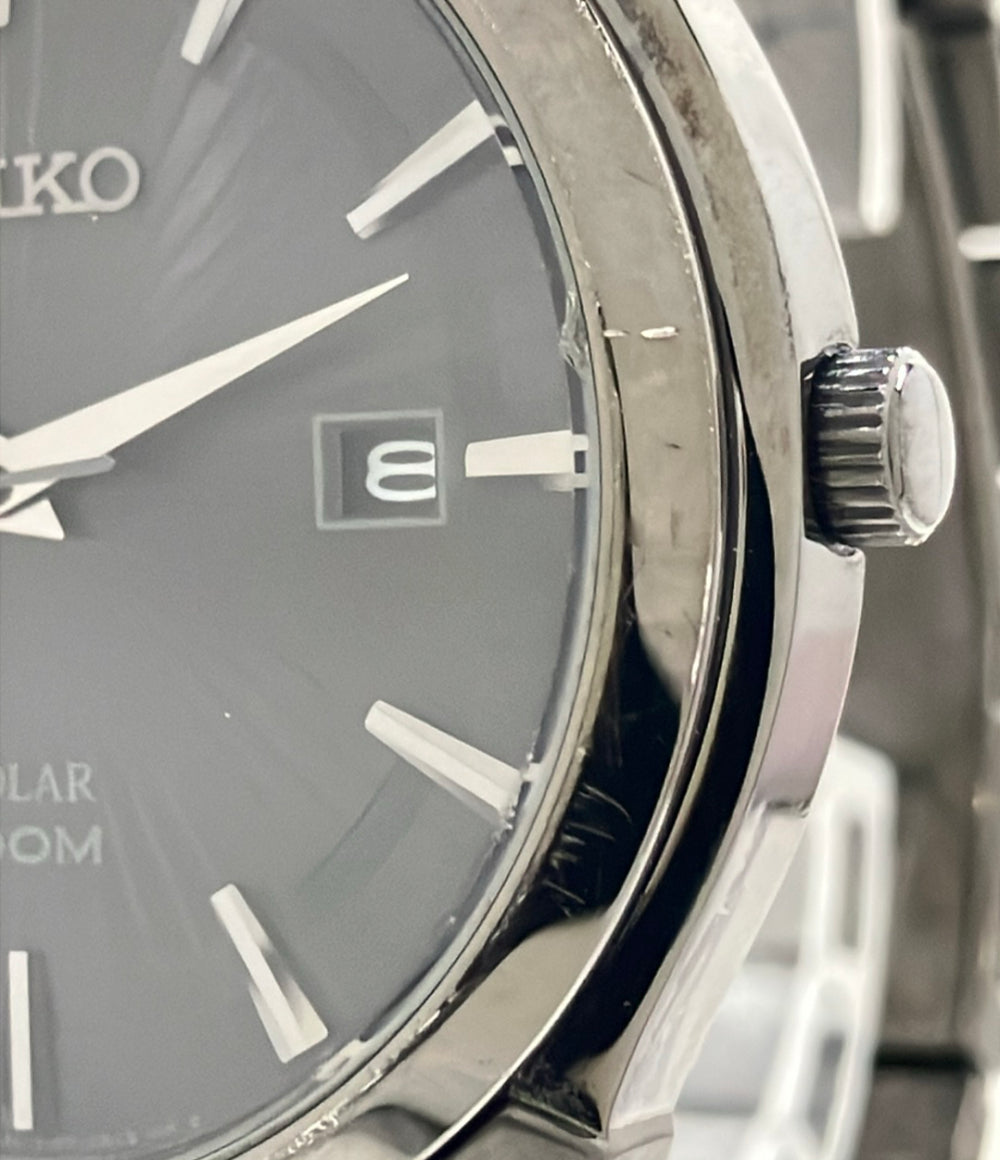 SEIKO 腕時計 ソーラー ブラック V157-0AV0 メンズ セイコー