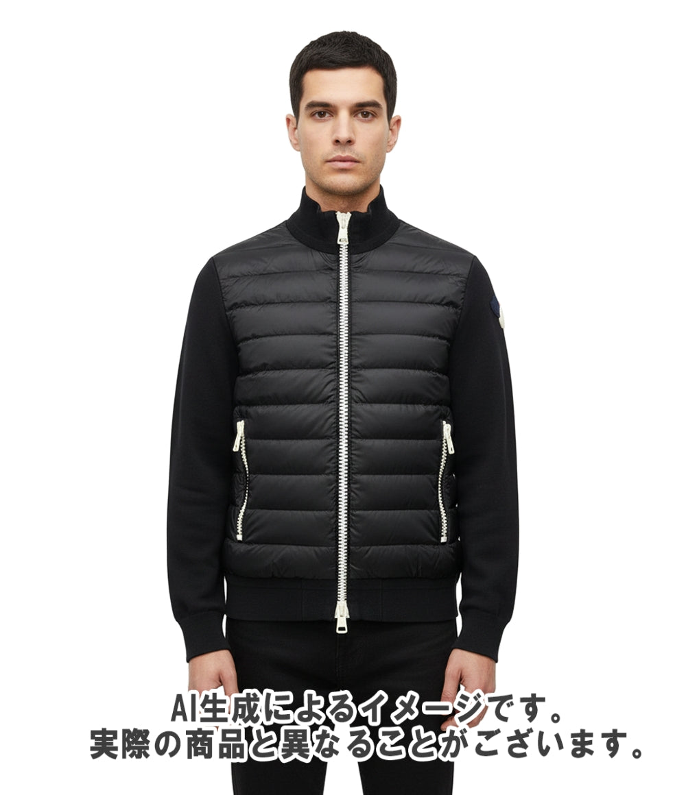 MONCLER ダウンジャケット ハイネック 軽量ナイロン スウェット 切替 MAGLIA CARDIGAN C10918405500 メンズ SIZE L モンクレール