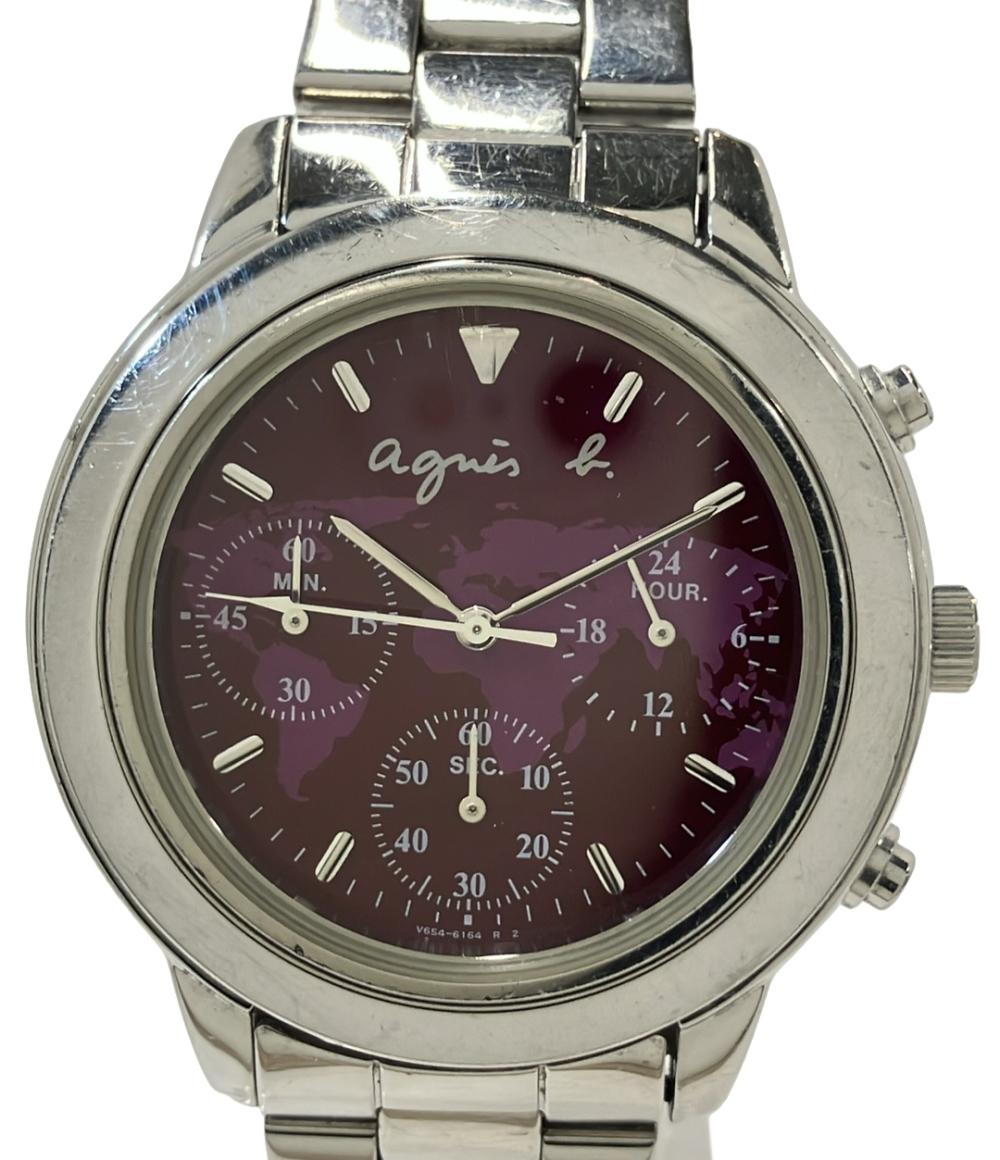 アニエスベー 腕時計 クオーツ レッドパープル V654-6100 レディース