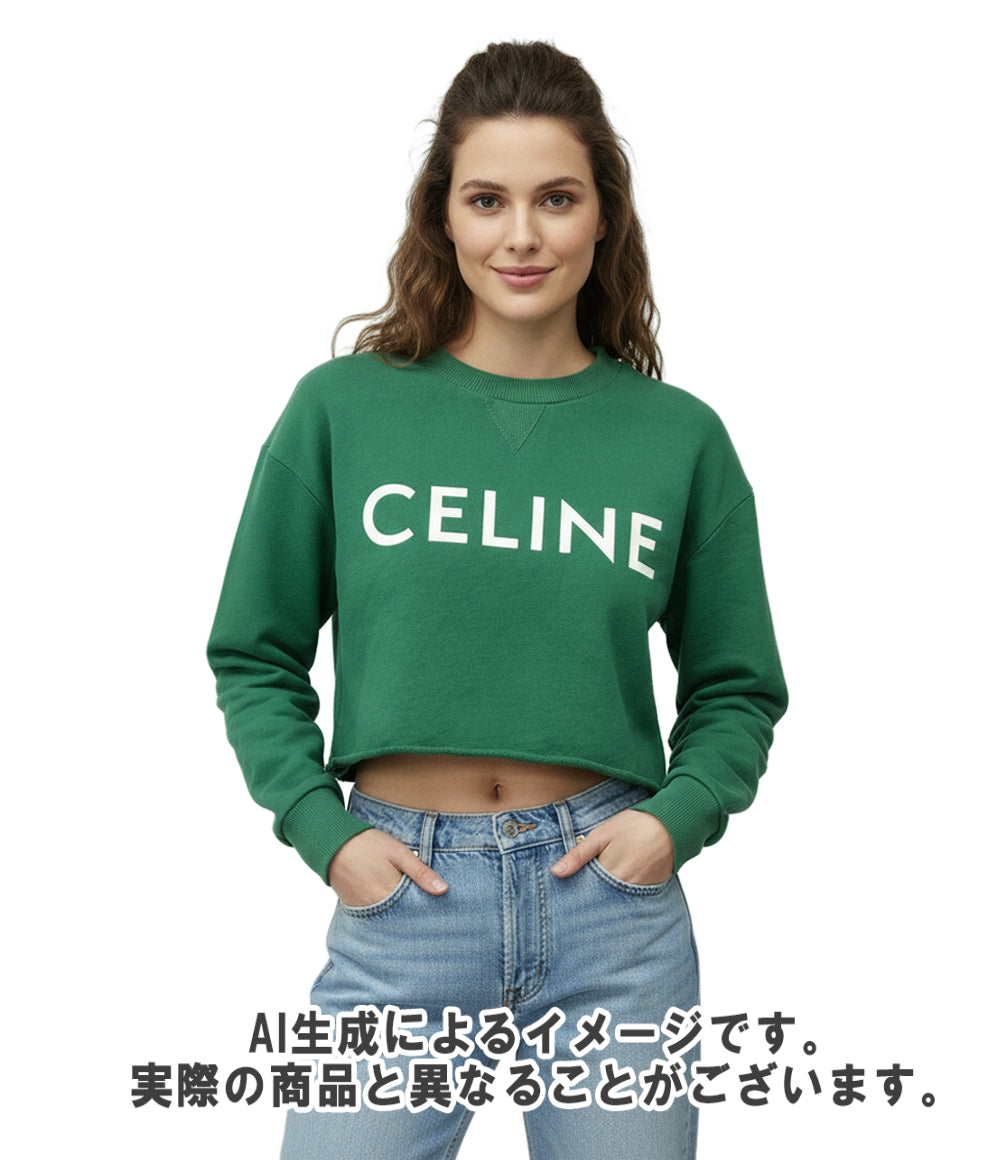 CELINE 長袖 クロップド丈 ロゴスウェット 2Y796670Q レディース SIZE S セリーヌ