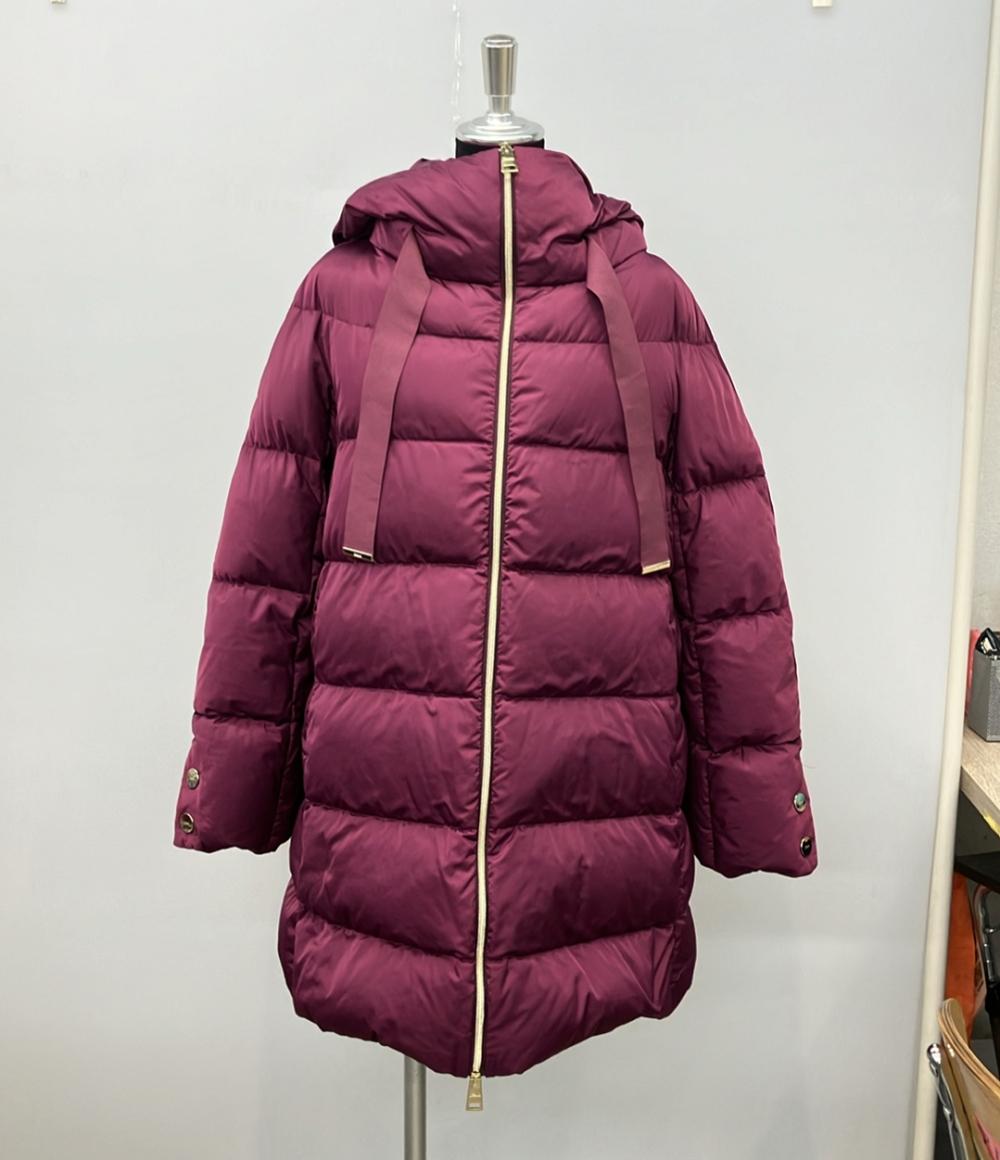 Herno ダウンコート A-shape ワインレッド インポート サテンAラインコート PI1304D-12170-4630 レディース SIZE 44 (XL) ヘルノ