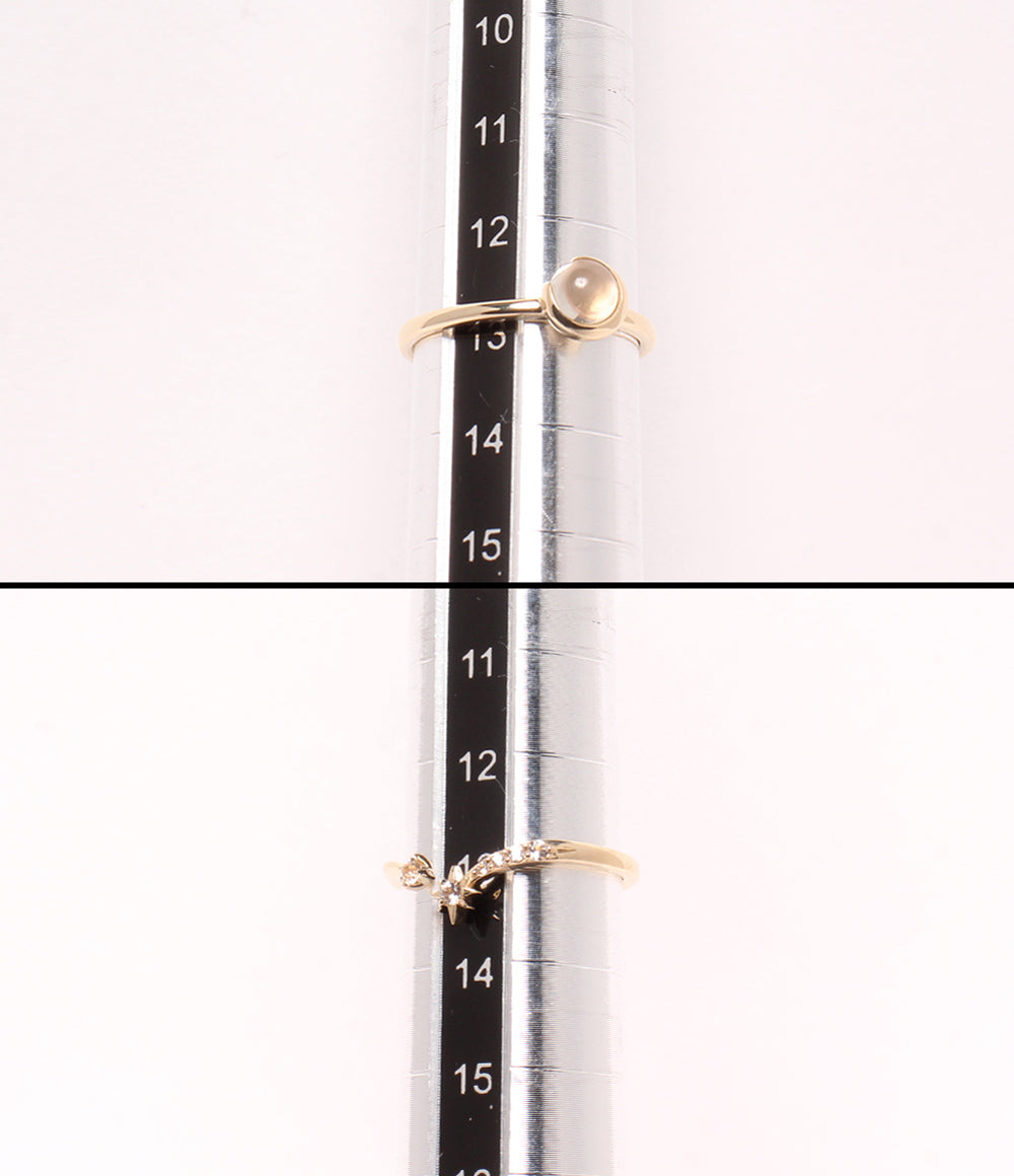 美品 STAR JEWELRY リング 指輪 K10 ムーンストーン ムーンモチーフ ホワイトトパーズ スターモチーフ 2点セット レディース SIZE 13号