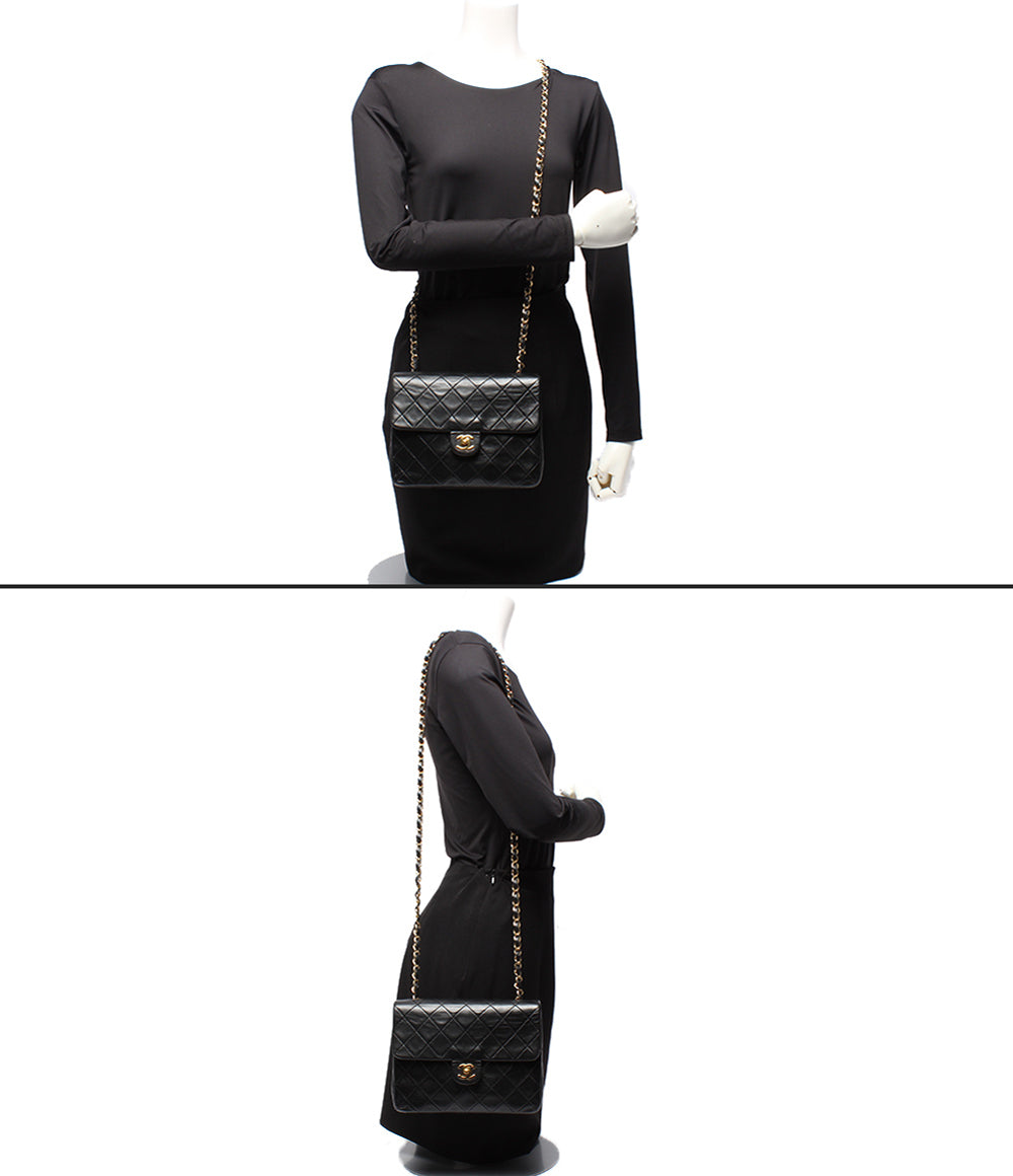 CHANEL チェーンショルダーバッグ ゴールド金具 マトラッセ20 1番台 シングルチェーン シングルフラップ レディース シャネル