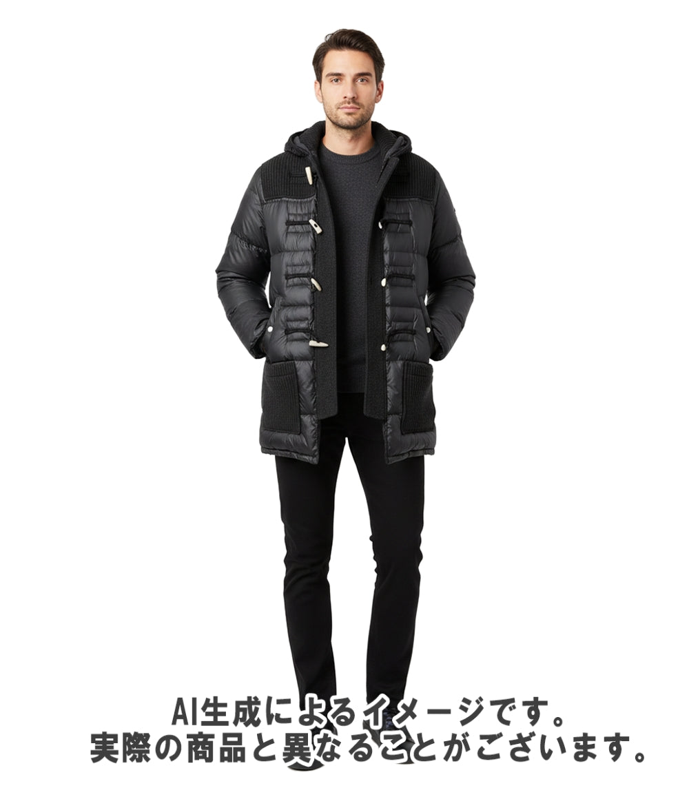 BBR ダウンコート BARKB-RULES ナイロンニット切替 ダッフル タグ バッジ付き ブラック グレー LONG DUFFLE COAT 001470124-0001 メンズ SIZE M BBR