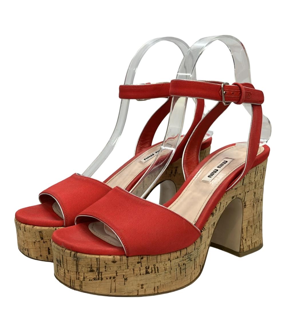(ミュウミュウ)　サンダル　箱付き　38 Miu Miu アンクルストラップ厚底サンダル レディース SIZE 38 ミュウ
