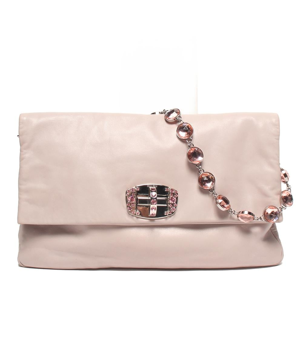 MIUMIU 2way ショルダーバッグ 肩掛け クラッチバッグ クリスタル