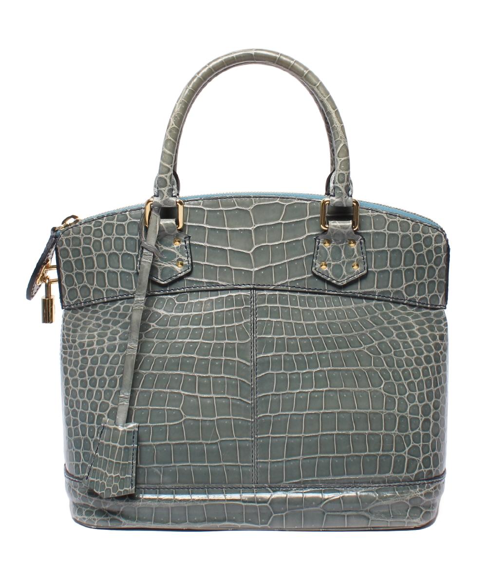 LOUIS VUITTON ハンドバッグ エキゾチックレザー クロコ ブルーグレー