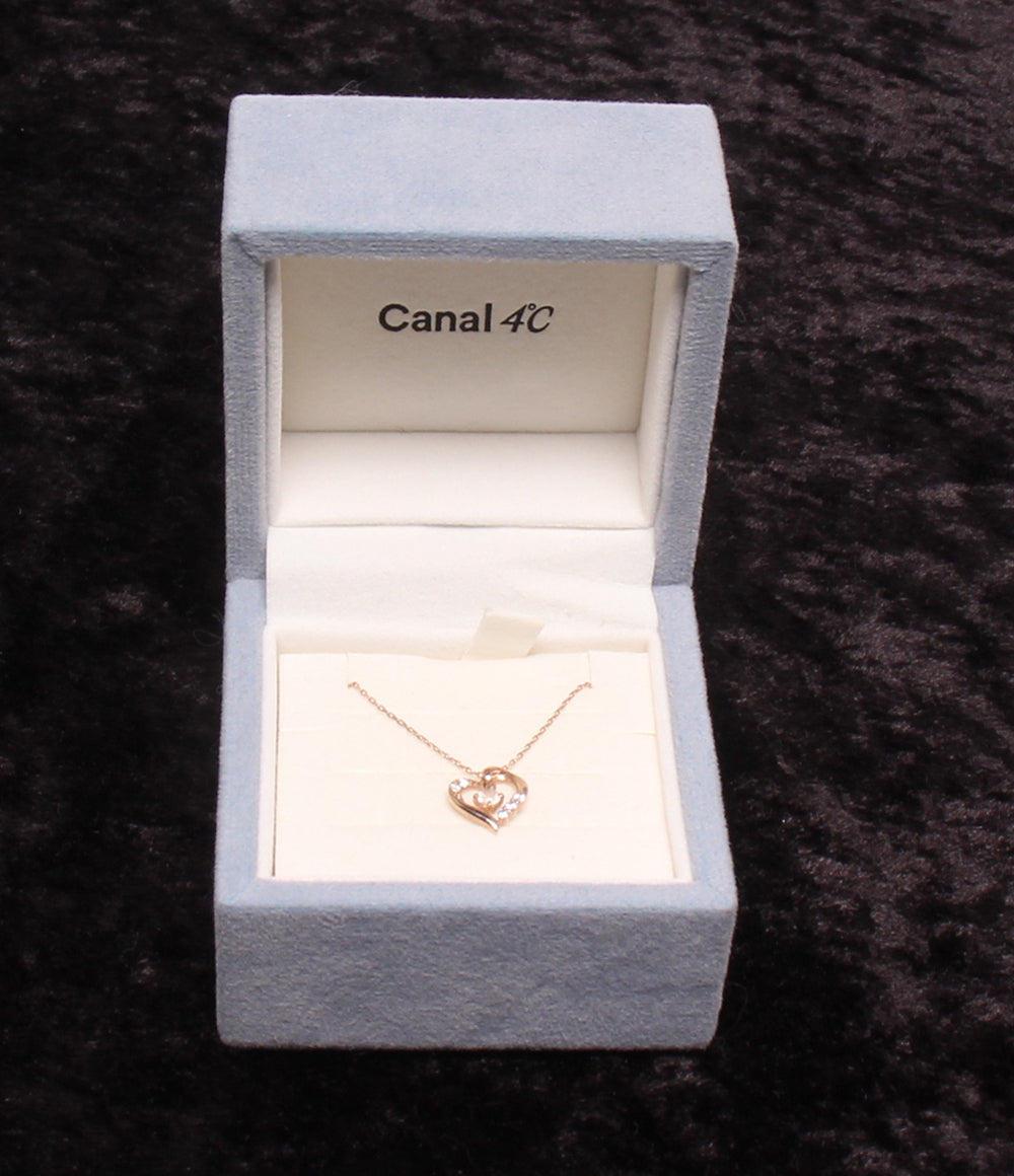 美品 canal4℃ ネックレス K10 ムーンストーン ハートモチーフ レディース カナルヨンドシー