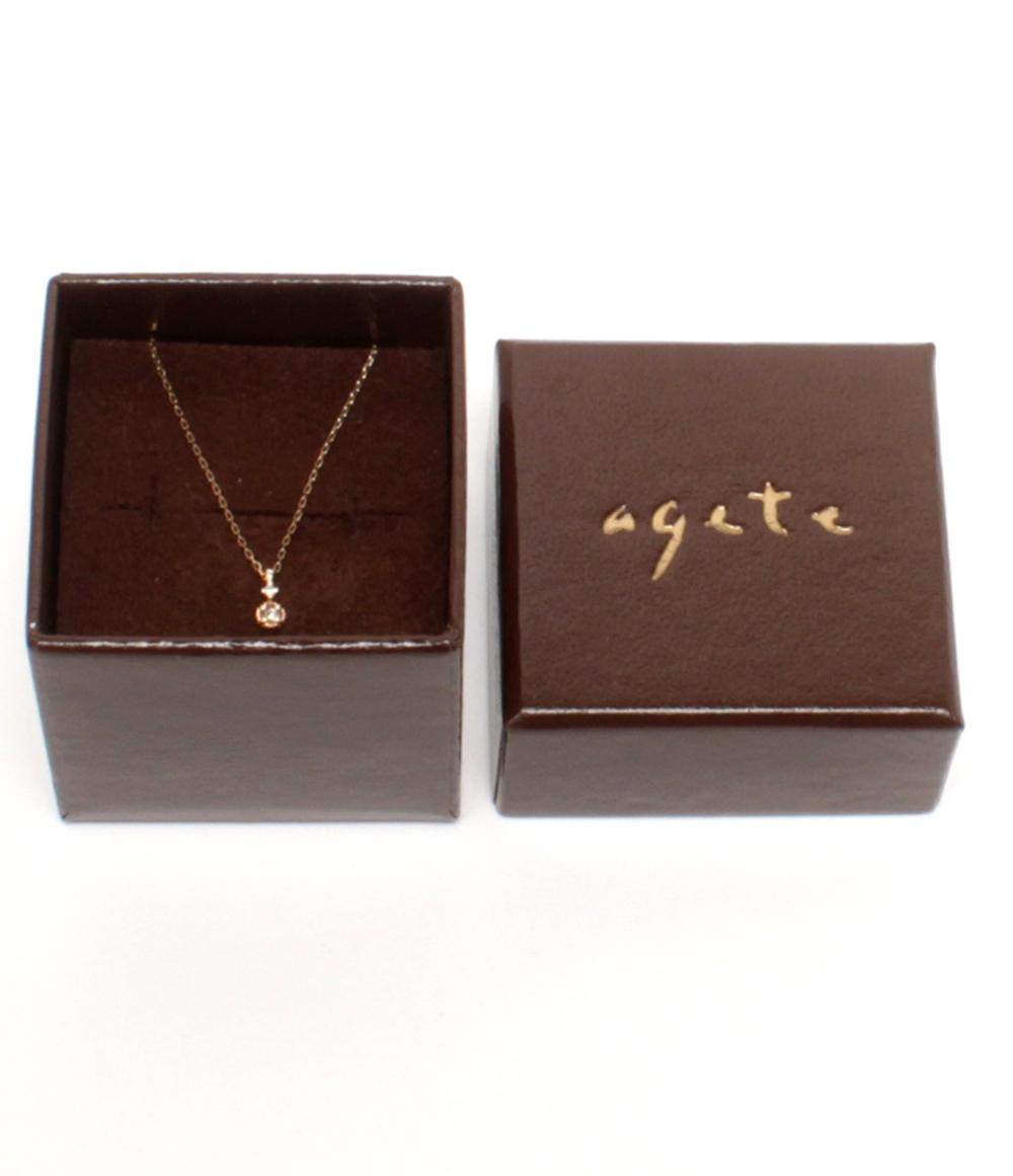 美品 アガット ネックレス K10 ダイヤ 0.02ct レディース agete