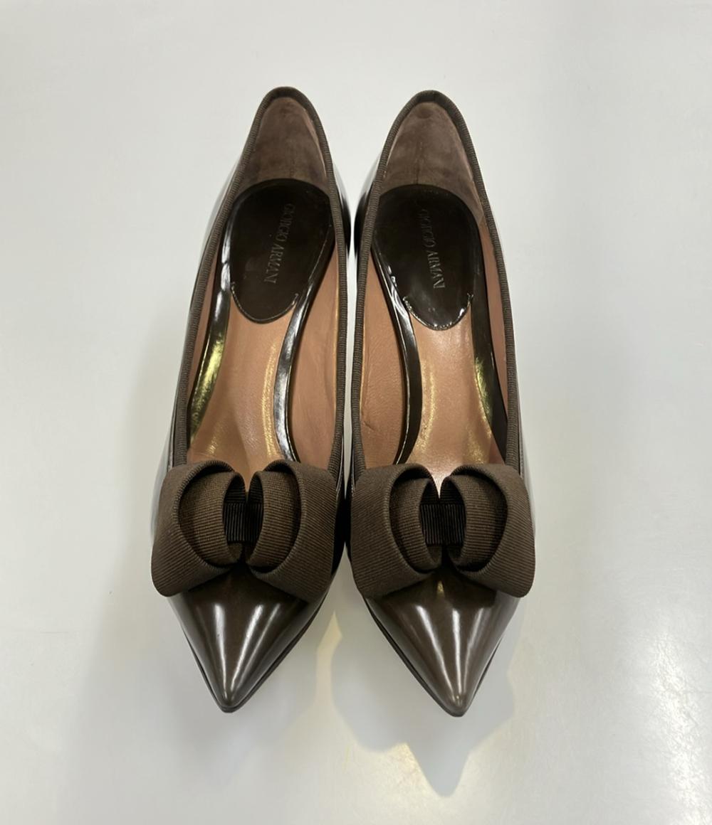 GIORGIO ARMANI ポインテッドトゥパンプス リボン レディース SIZE 37 1/2 ジョルジオアルマーニ