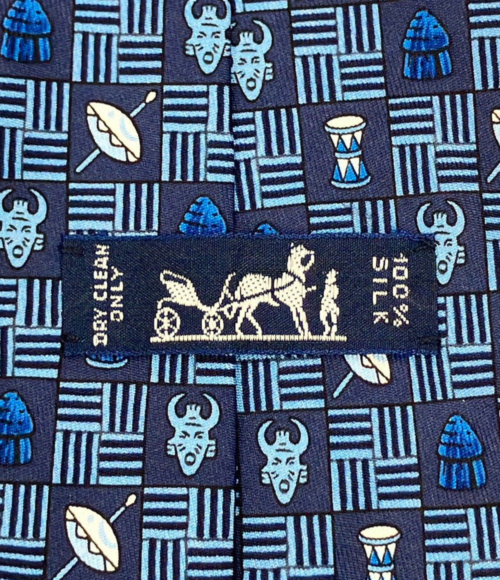 美品 HERMES ネクタイ シルク 100% 7618 TA メンズ エルメス