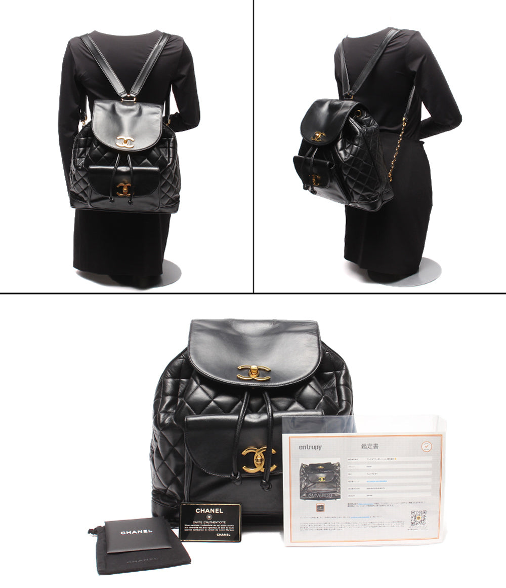 CHANEL リュック バックパック ゴールド金具 マトラッセ ラムスキン 2番台 レディース シャネル