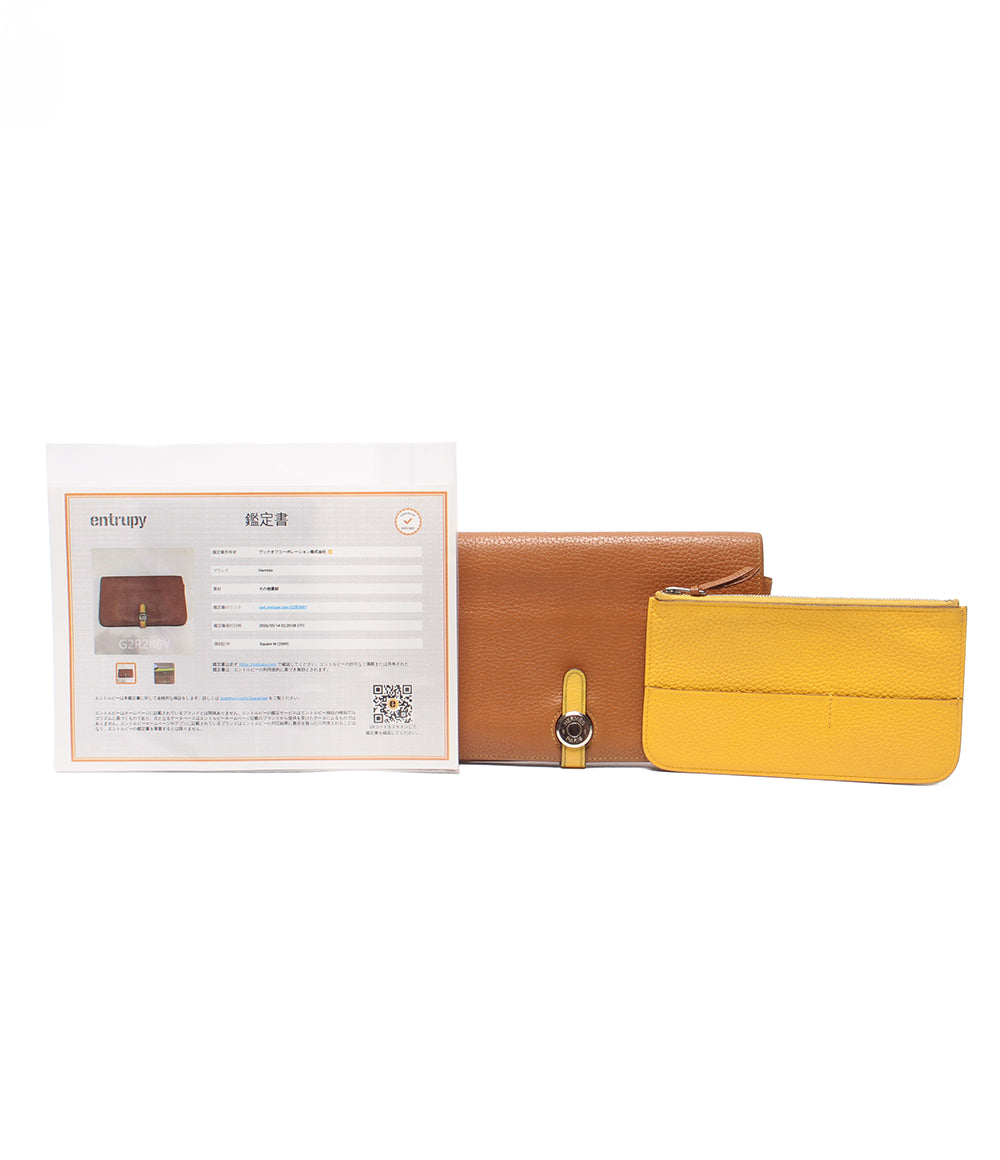 HERMES 長財布 □M刻印 シルバー金具 バイカラー ドゴンGM レディース エルメス
