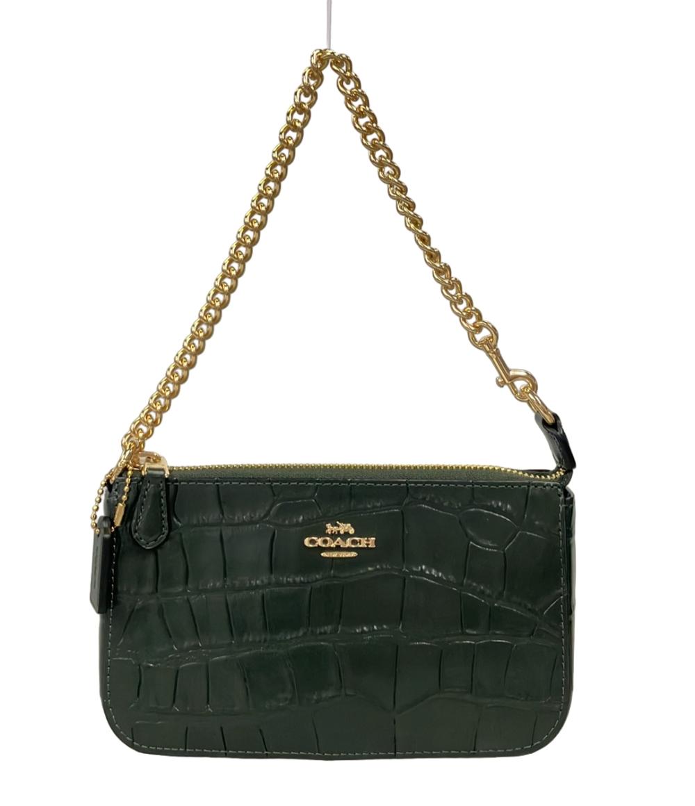 美品 COACH チェーンハンドバッグ 型押し CN382 レディース コーチ 