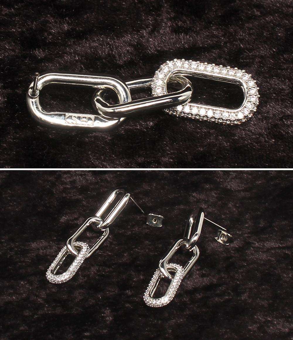 美品 STELLER HOLLYWOOD ネックレス ブレスレット ピアス メタルシャイニーチェーン 3点セット レディース ステラハリウッド