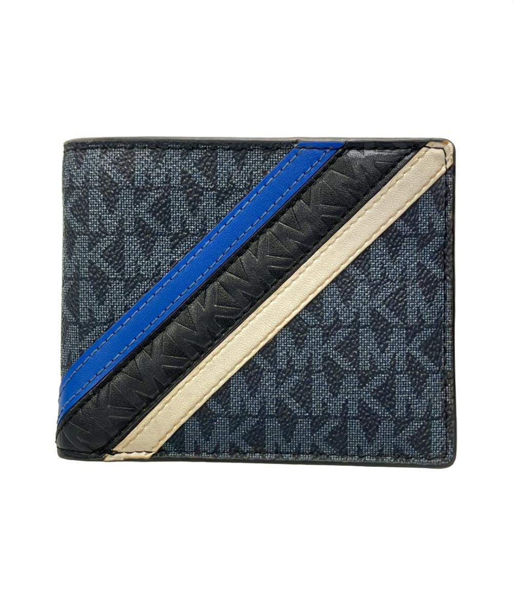 マイケルコースMICHAEL KORS　ネイビー　ロゴ　折り財布　新品 MICHAEL KORS（マイケルコース） 財布 メンズ 2つ折り 折財布