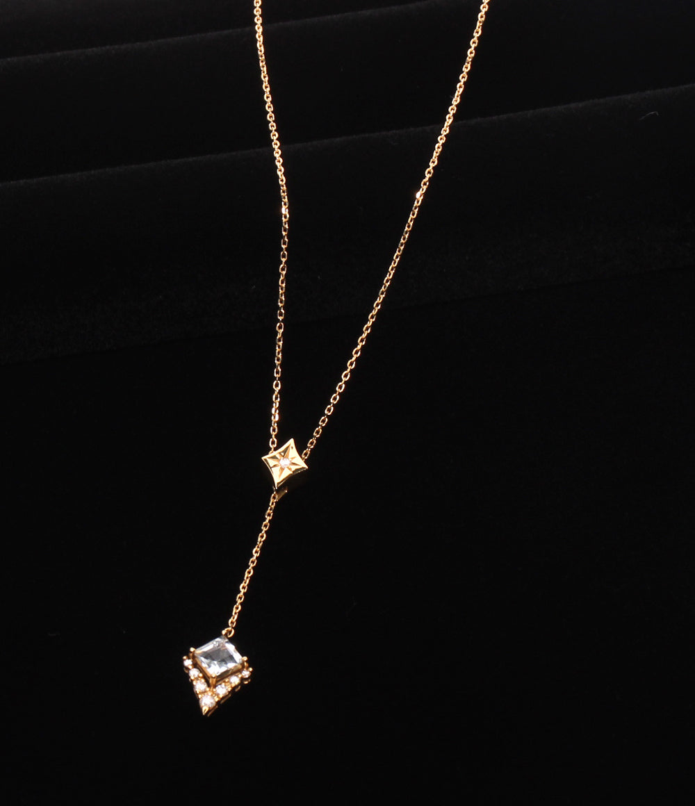 美品 STAR JEWELRY ネックレス K18 アクアマリン ダイヤ 0.06ct レディース スタージュエリー