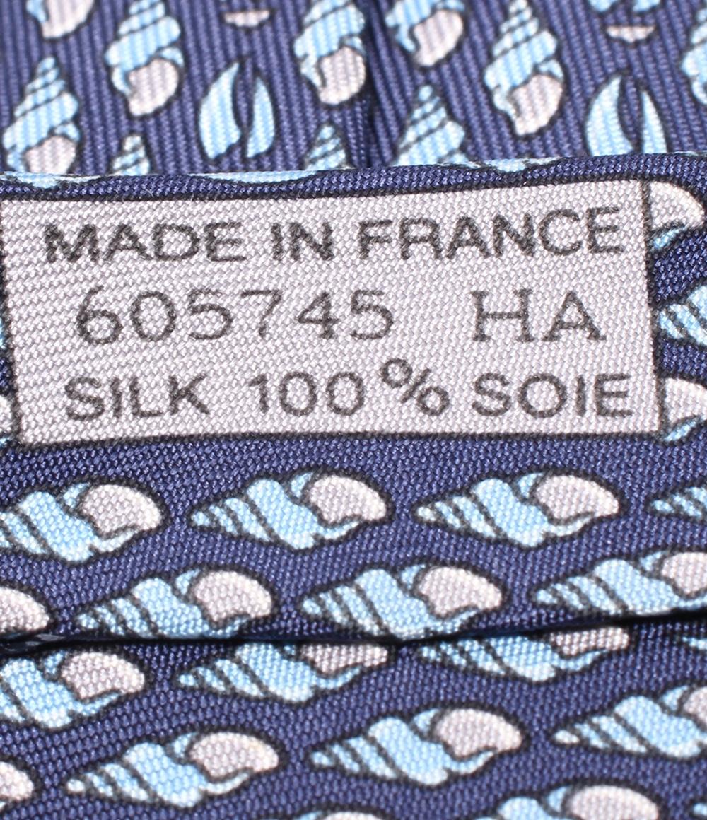 美品 エルメス ネクタイ シルク100% 貝柄 メンズ HERMES