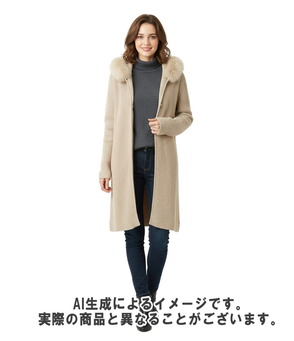 'S Max Mara 長袖カーディガン ファー付き ニット ロング レディース SIZE M エス マックスマーラ