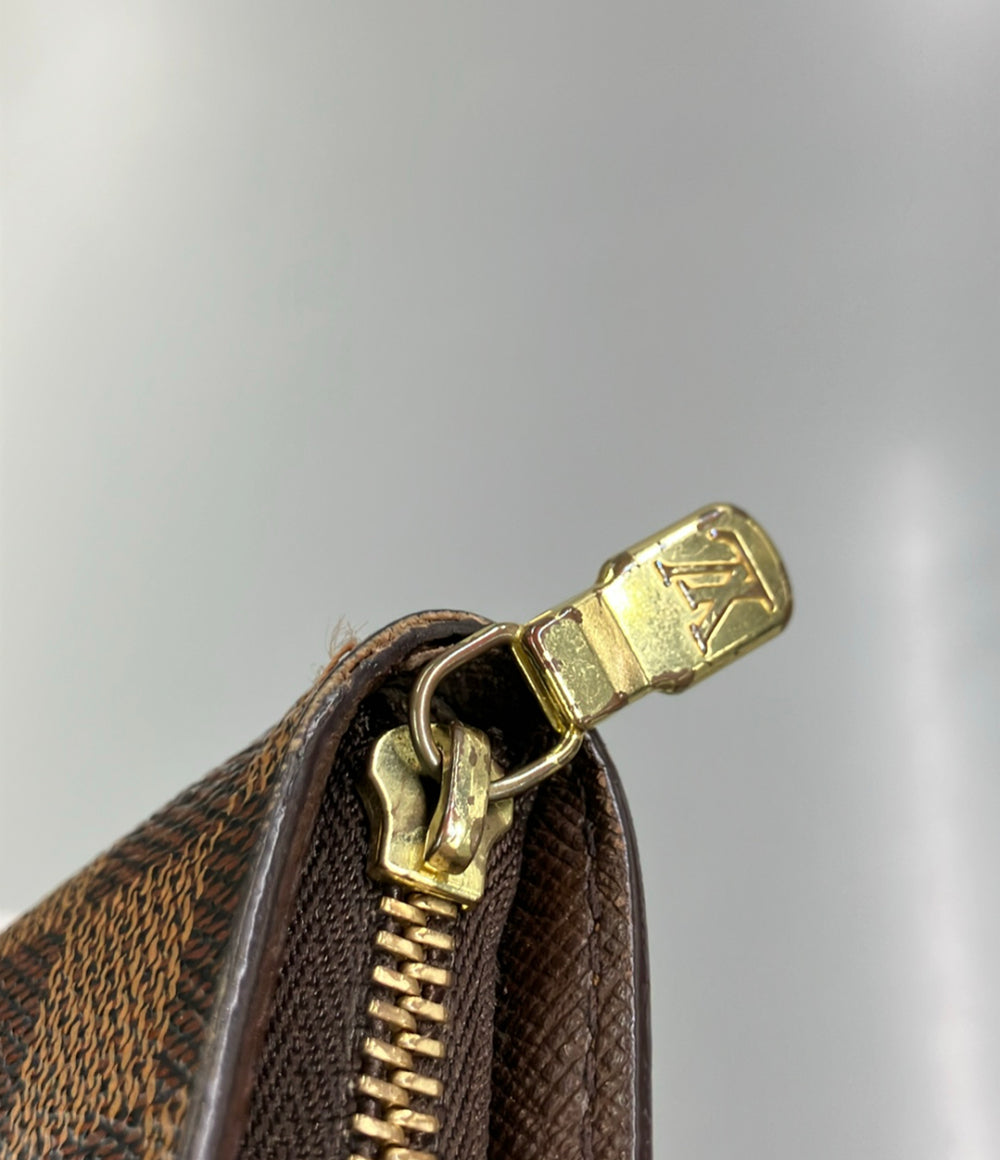 LOUIS VUITTON ラウンドファスナー長財布 PVC レザー ポルトモネジップ ダミエ エベヌ N61728 レディース ルイ・ヴィトン