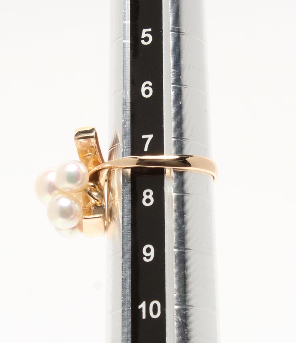 美品 リング 指輪 K14 パール ダイヤ レディース SIZE 7号