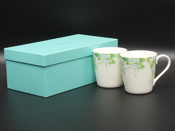 美品 TIFFANY&Co. マグカップ 2点セット ペア リーフ ティファニー 