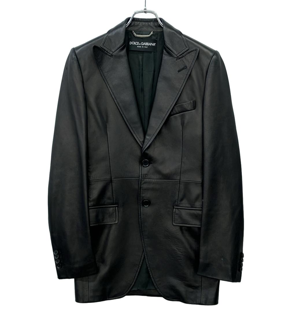DOLCE&GABBANA ラムレザージャケット ブラック ドルチェ&ガッバーナ ドルチェアンドガッバーナ ラムレザーテーラードジャケット