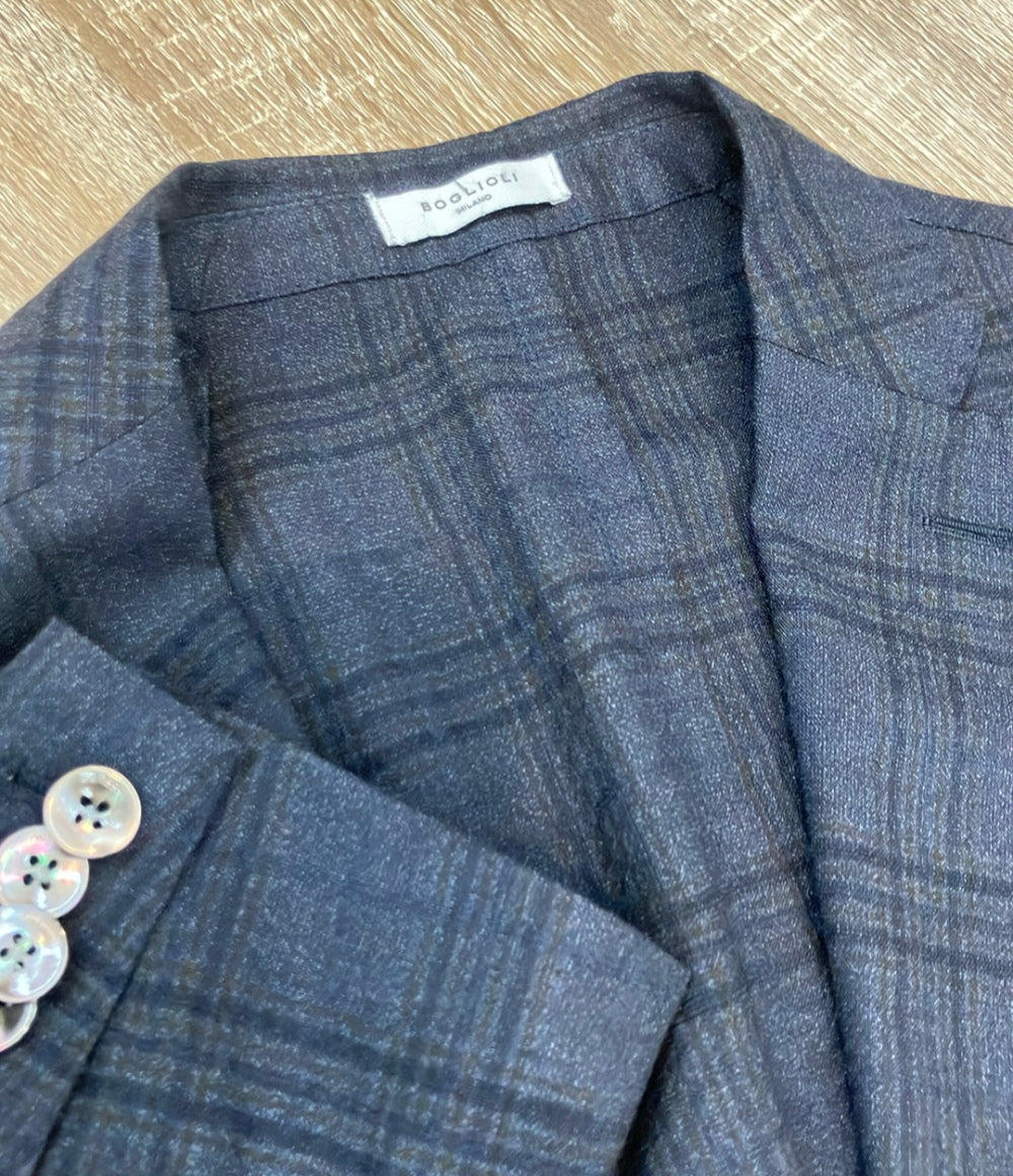 BOGLIOLI テーラードジャケット ブラック チェック柄 ウール シルク N1302J メンズ SIZE 48 (L) ボリオリ