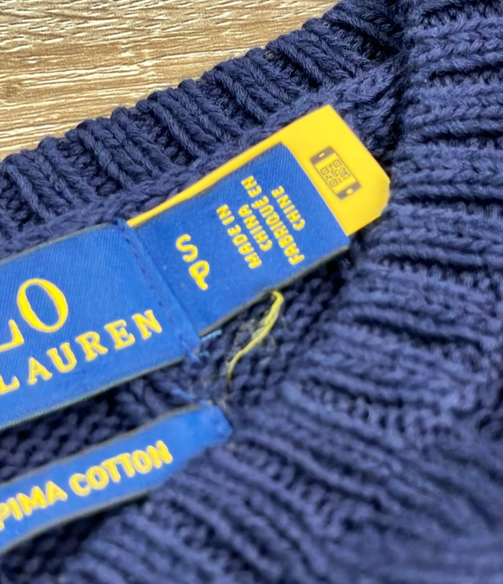 POLO RALPH LAUREN 長袖ニット ネイビー ビーデッド ポニー ケーブル インポート レディース SIZE SP (M) ポロ・ラルフローレン