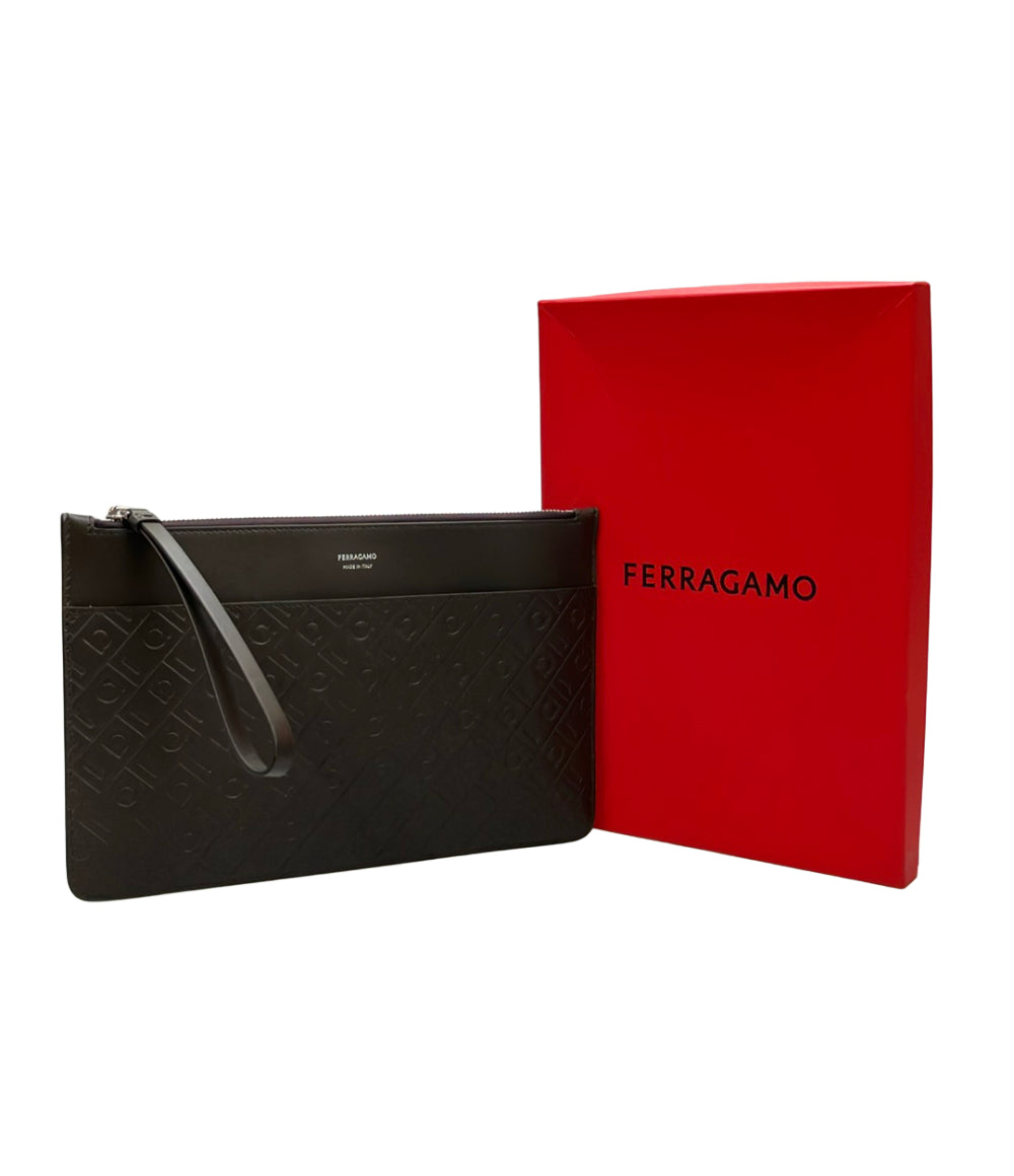 美品 Salvatore Ferragamo クラッチバッグ レザー ガンチーニ メンズ サルヴァトーレフェラガモ