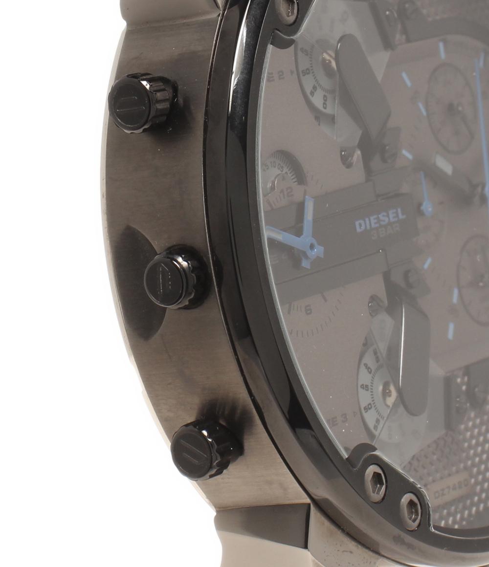 美品 DIESEL 腕時計 ミスターダディ Mr Daddy クオーツ ブラック系 DZ-7420 メンズ ディーゼル