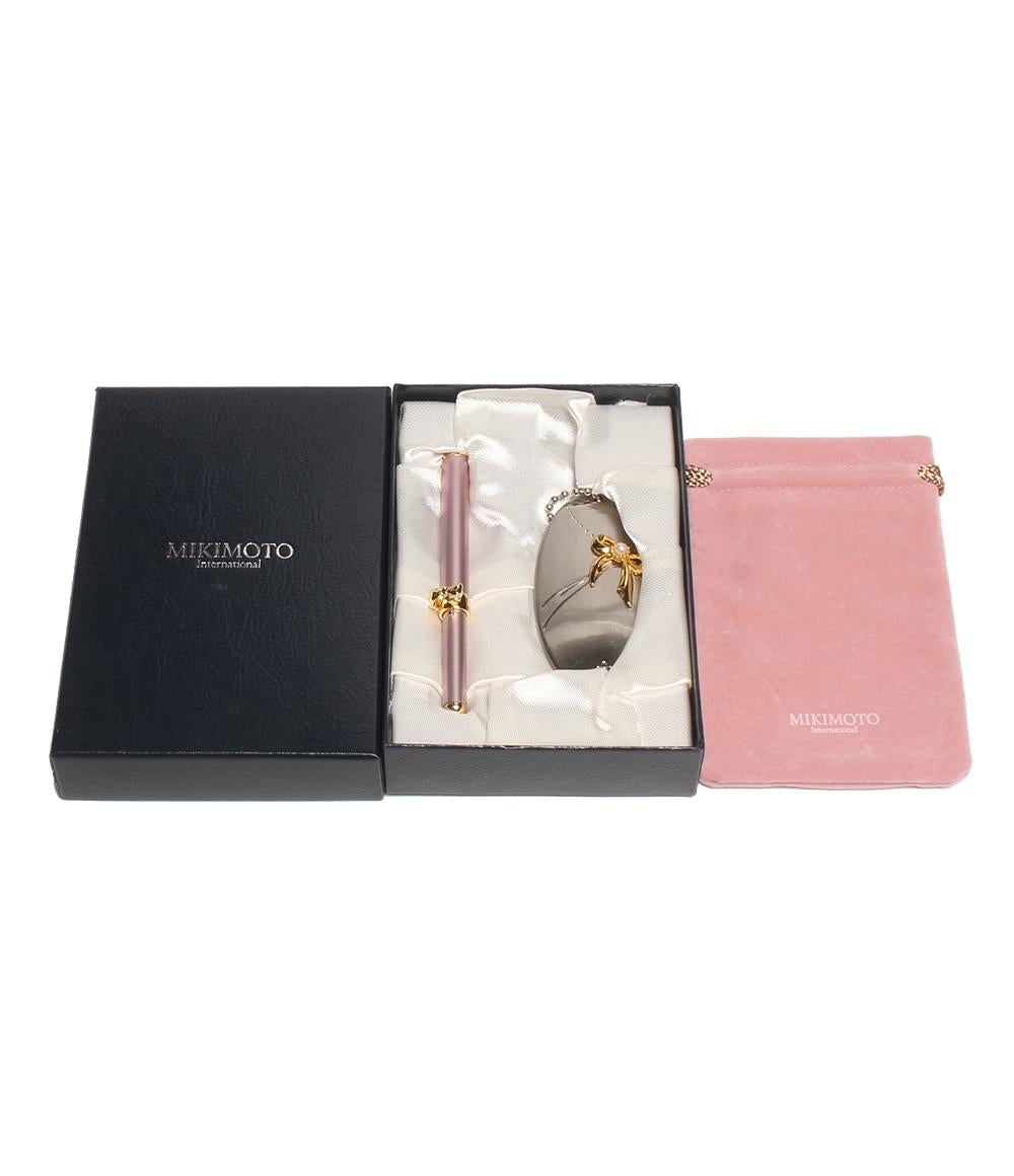 美品 MIKIMOTO international コンパクトミラー リップブラシ 2点セット パール付 レディース ミキモトインターナショナル