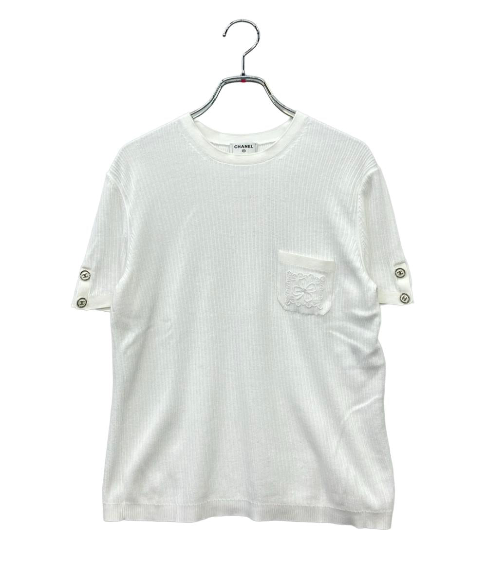 CHANEL 半袖ニット 36 シンプルで合わせやすい♪】CHANEL ニット 半袖 ココマーク (CHANEL